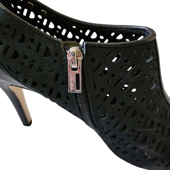 Calvin Klein Heels Womens 7.5 Black Open Toe Side Zip Stiletto Kailani Bootie - Picture 6 of 9